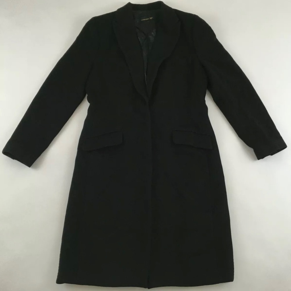 Alexander McQueen Black Wool Angora Coat Jacket Overcoat IT 46 (US 10/12)